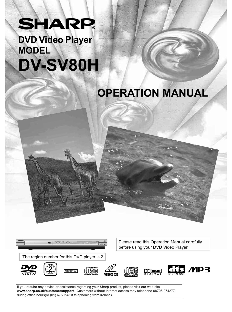 Sharp Dv Sv80h Operation Manual Pdf Download Manualslib