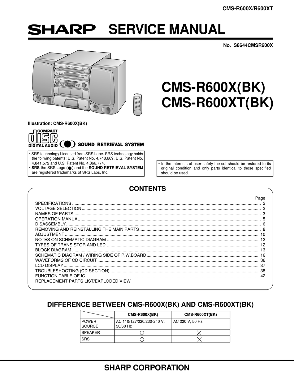 Service manual pdf. R600 first Electronics Taiwan. Sharp cms. R600 first Electronics Taiwan инструкция. Cms-r160cd технические характеристики.