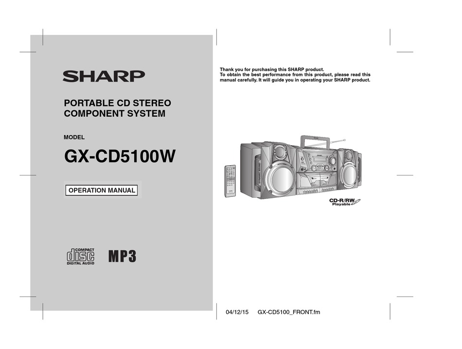 SHARP GX-CD5100W OPERATION MANUAL Pdf Download | ManualsLib