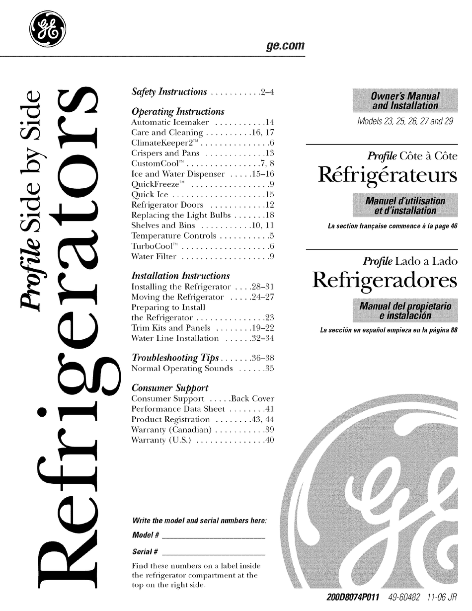 GE 23 OWNER'S MANUAL AND INSTALLATION Pdf Download ManualsLib