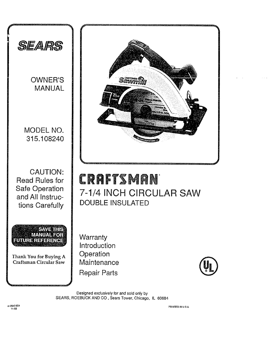 Sears circular online saw