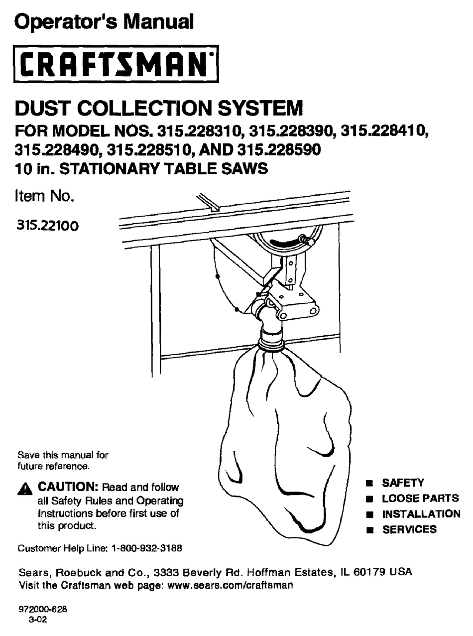 CRAFTSMAN 315.22100 OPERATOR'S MANUAL 