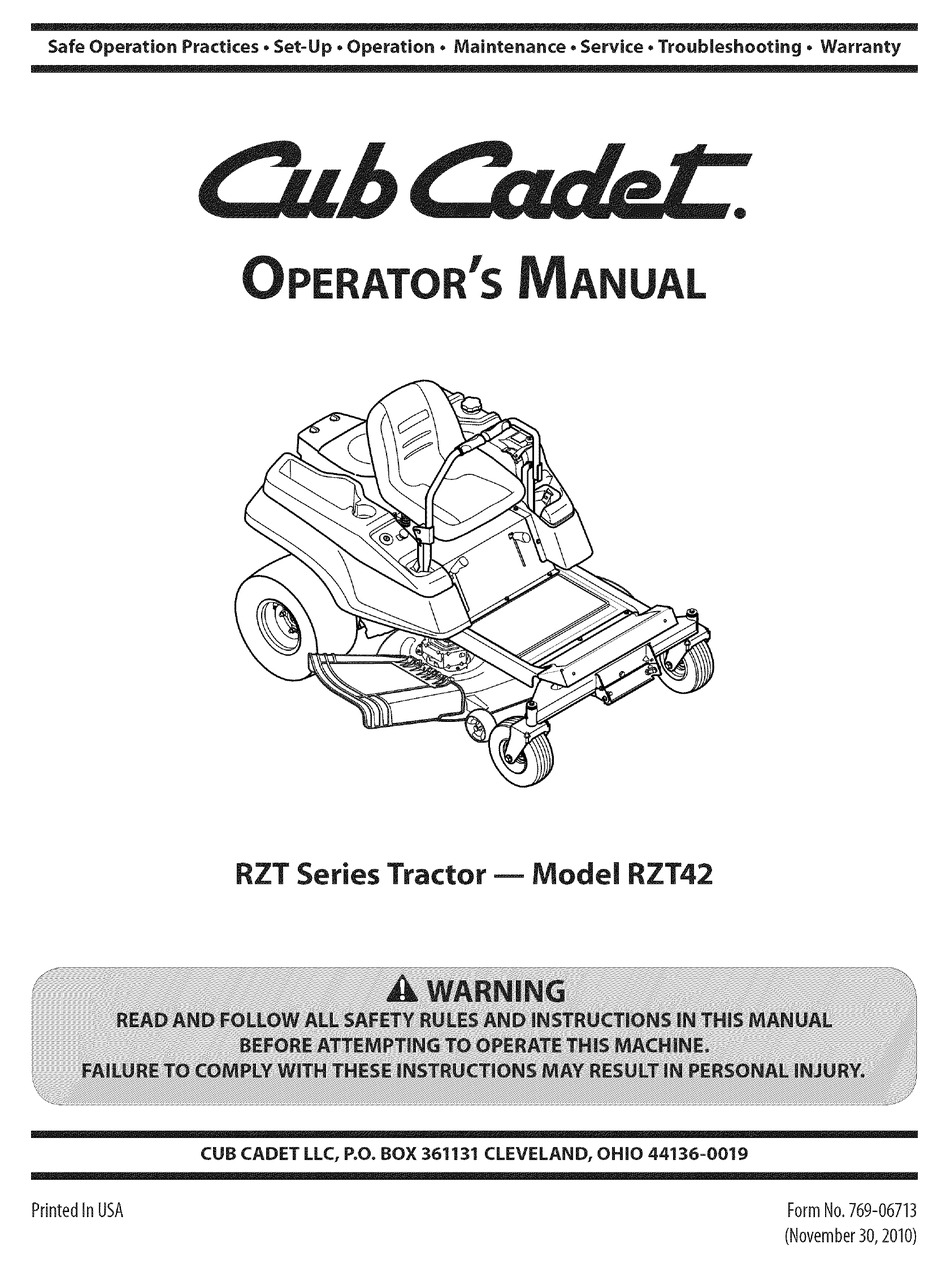 cub cadet zt1 54 service manual