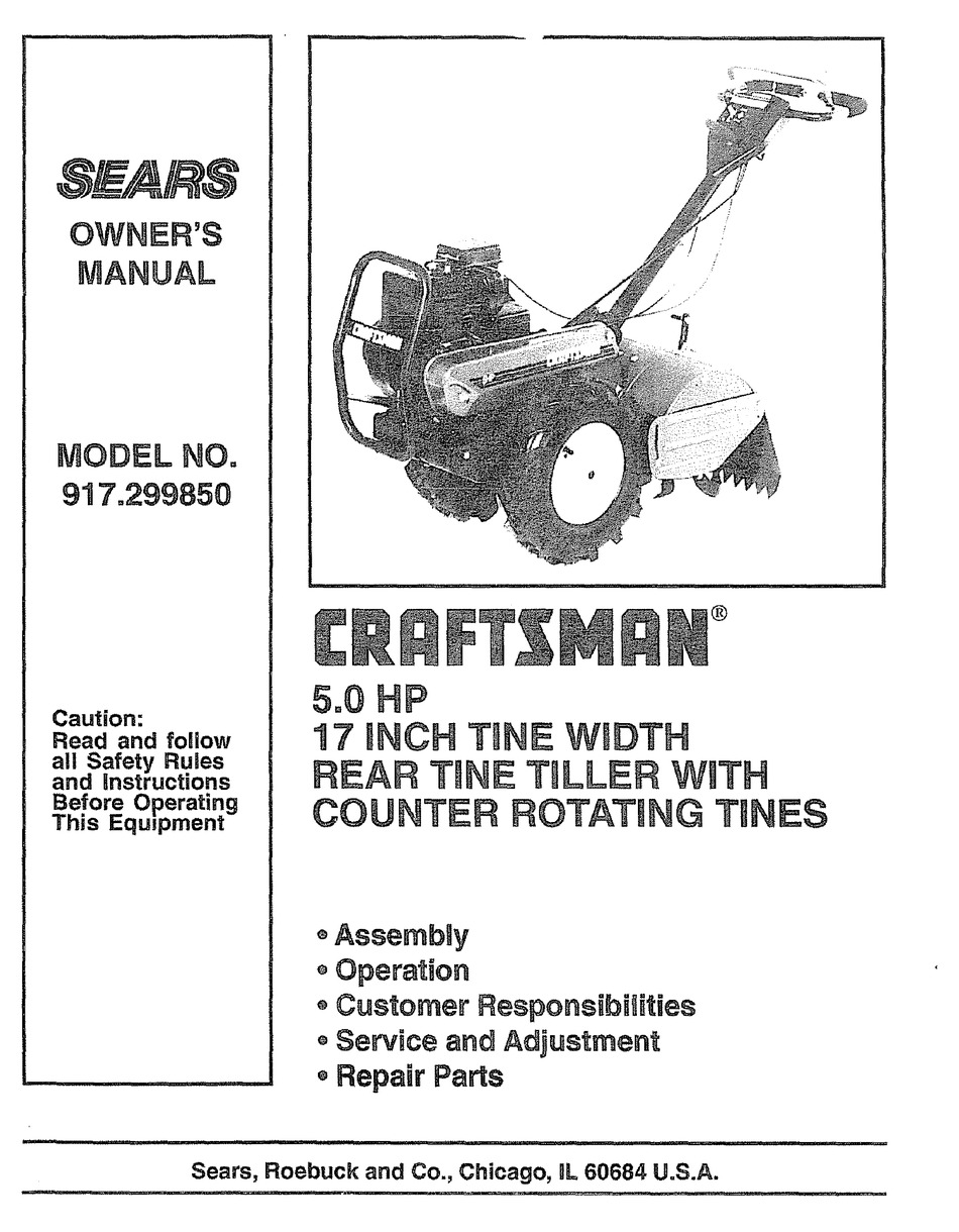 Craftsman 917 299850 Owner S Manual Pdf Download Manualslib