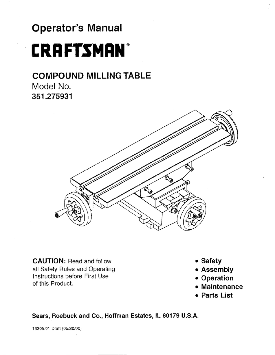 CRAFTSMAN 351.275931 OPERATOR'S MANUAL Pdf Download | ManualsLib