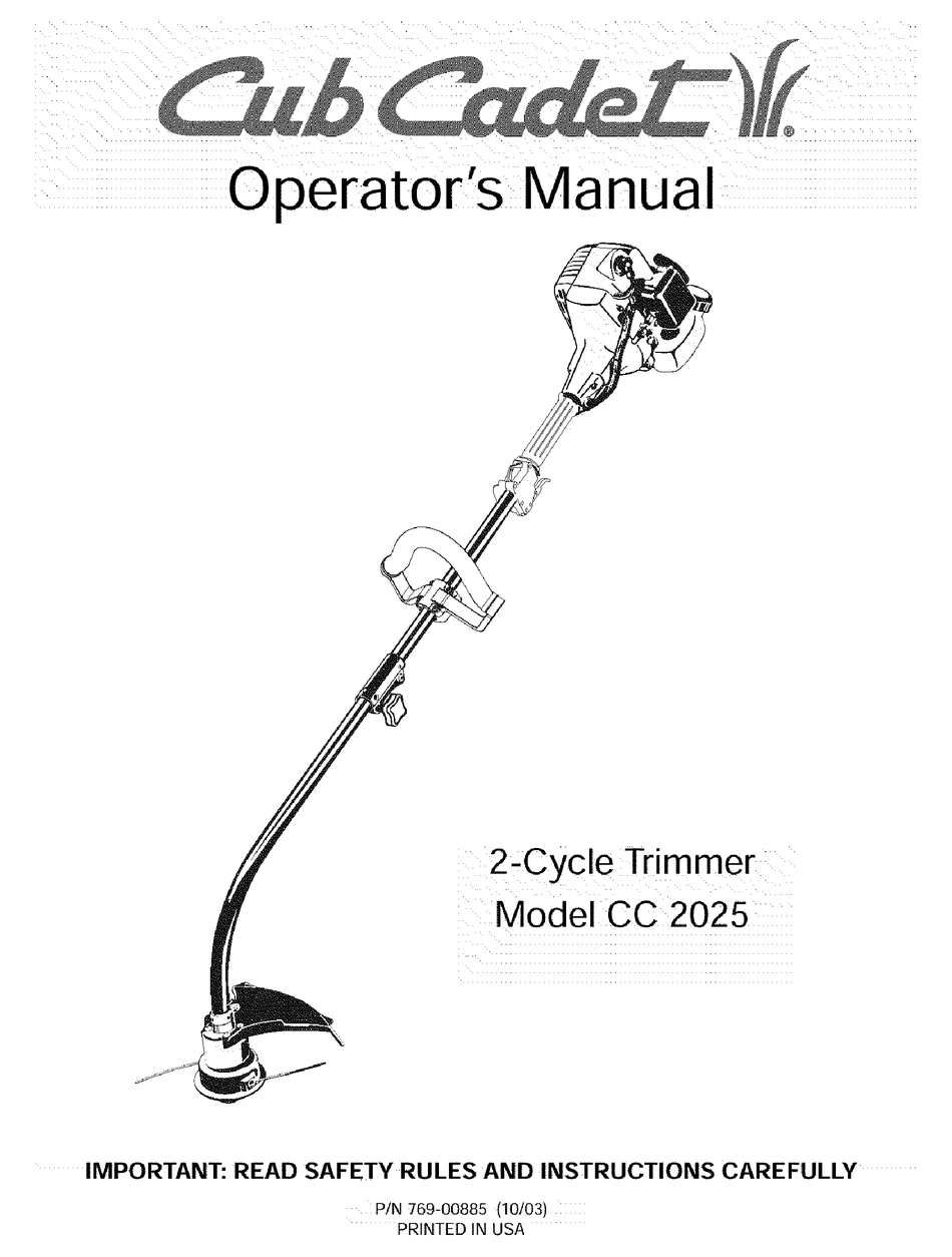 CUB CADET CC 2025 OPERATOR'S MANUAL Pdf Download ManualsLib