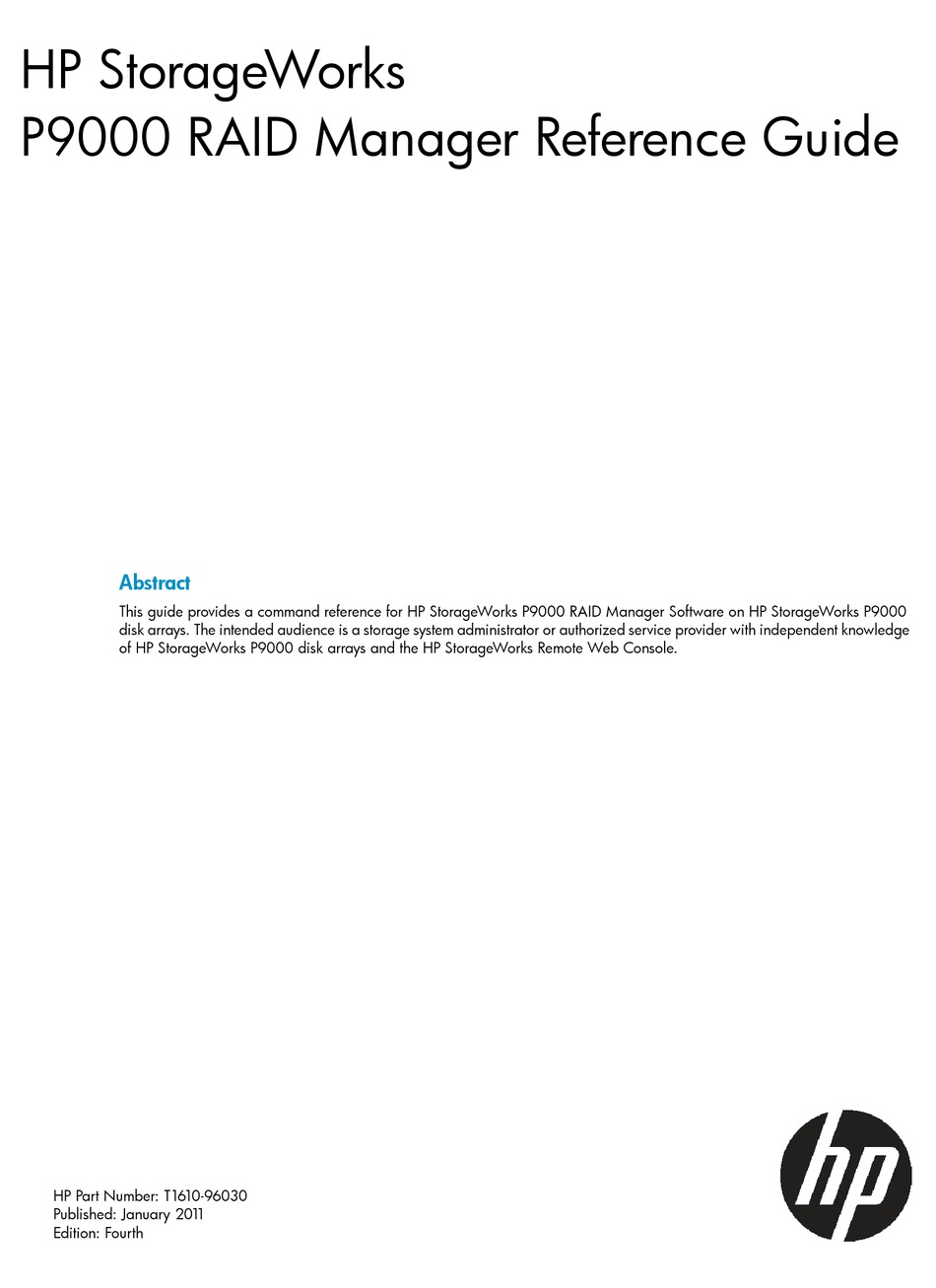 HP STORAGEWORKS P9000 DISK ARRAYS REFERENCE MANUAL Pdf Download