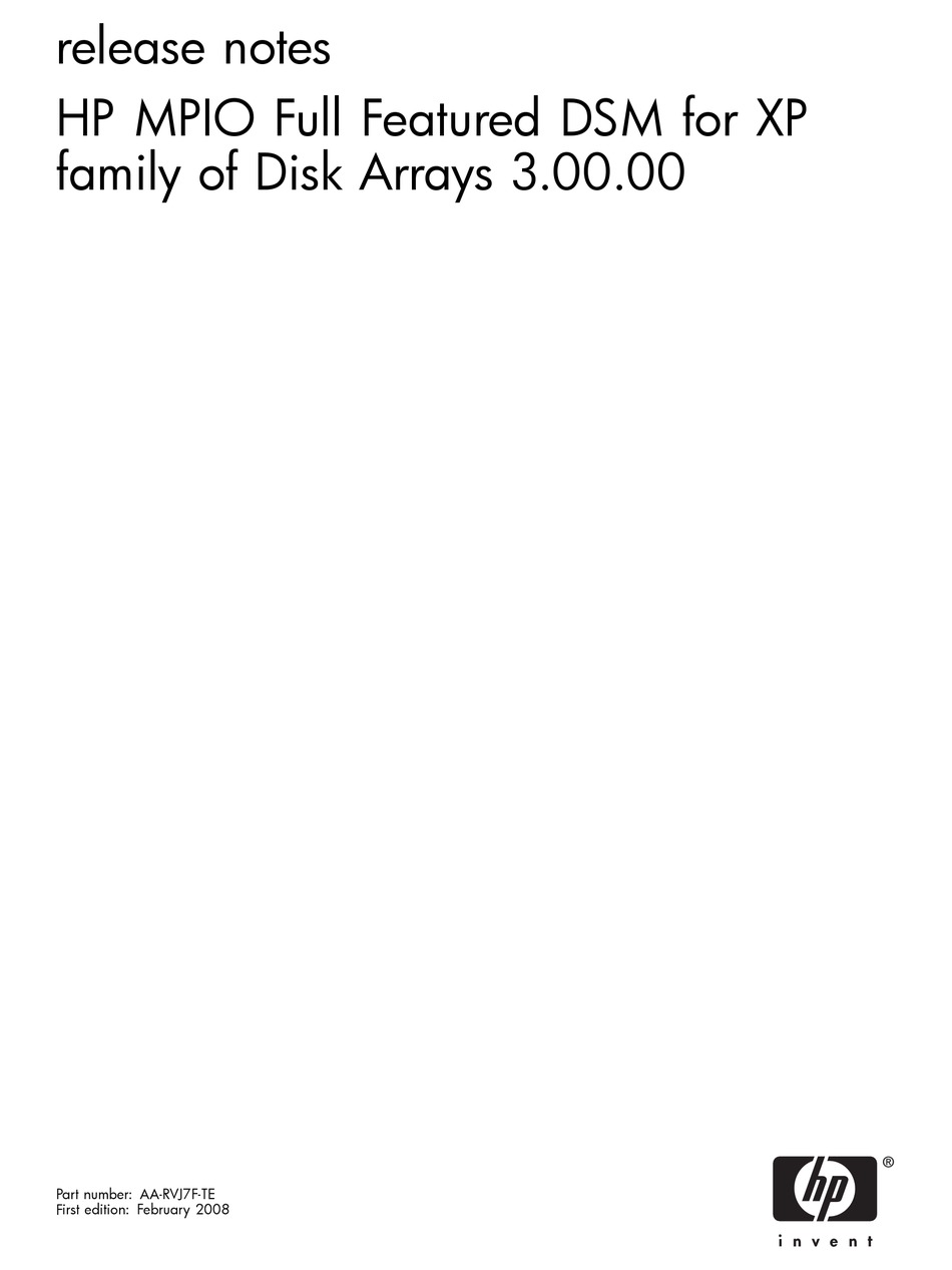HP STORAGEWORKS XP10000 DISK ARRAY RELEASE NOTE Pdf Download ManualsLib