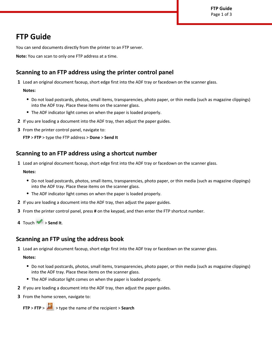 LEXMARK XM3150 FTP MANUAL Pdf Download ManualsLib