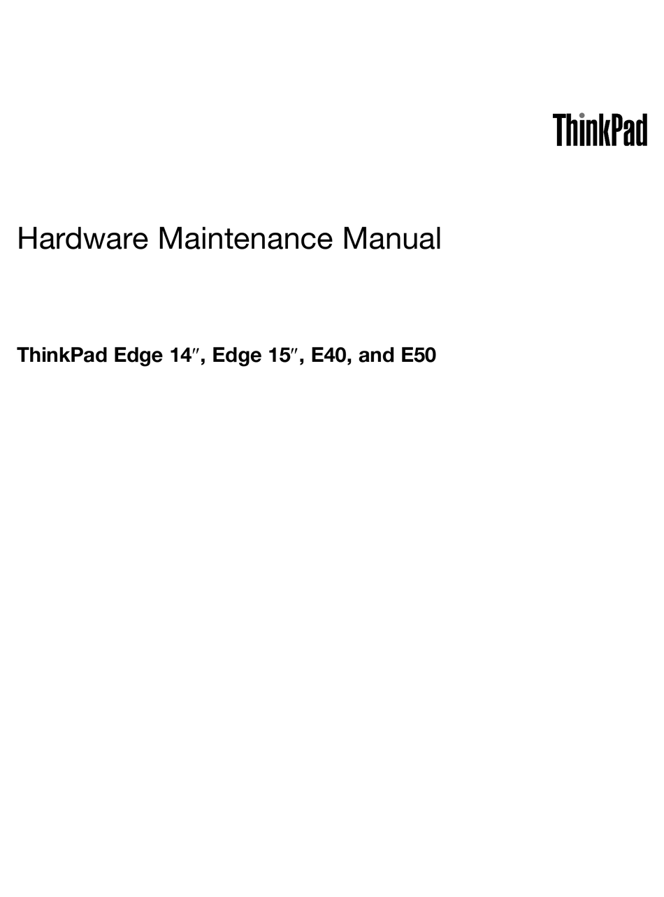 Lenovo Thinkpad Edge 15 Hardware Maintenance Manual Pdf Download Manualslib