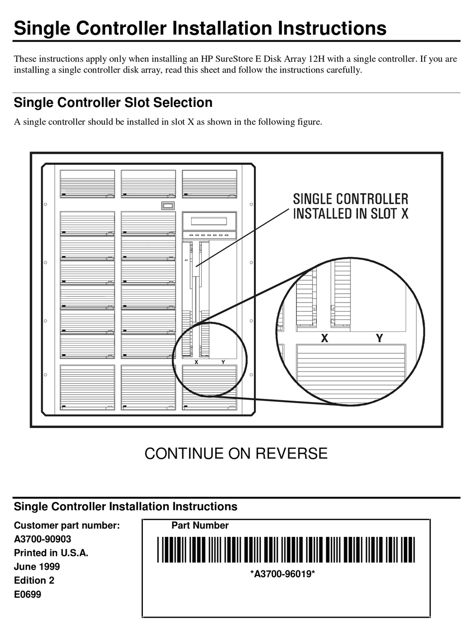 HP SURESTORE DISK ARRAY 12H AND FC60 INSTALLATION INSTRUCTIONS Pdf