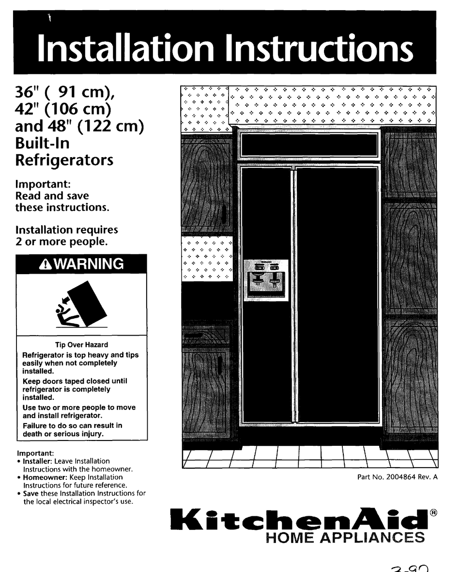 KITCHENAID KSSS36MDX05 INSTALLATION INSTRUCTIONS MANUAL Pdf Download   Kitchenaid Ksss36mdx05 