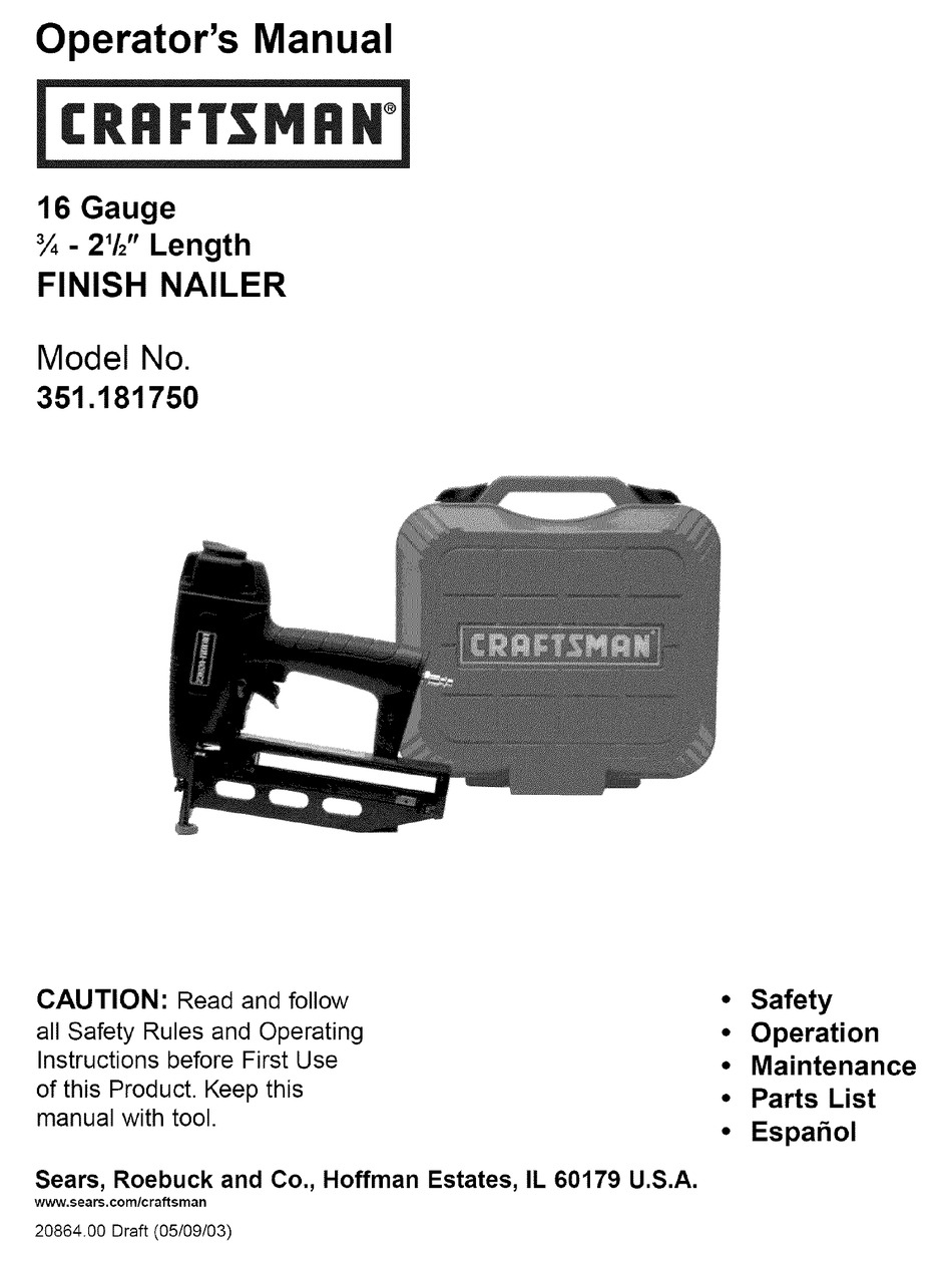 CRAFTSMAN 351.181750 OPERATOR'S MANUAL Pdf Download ManualsLib