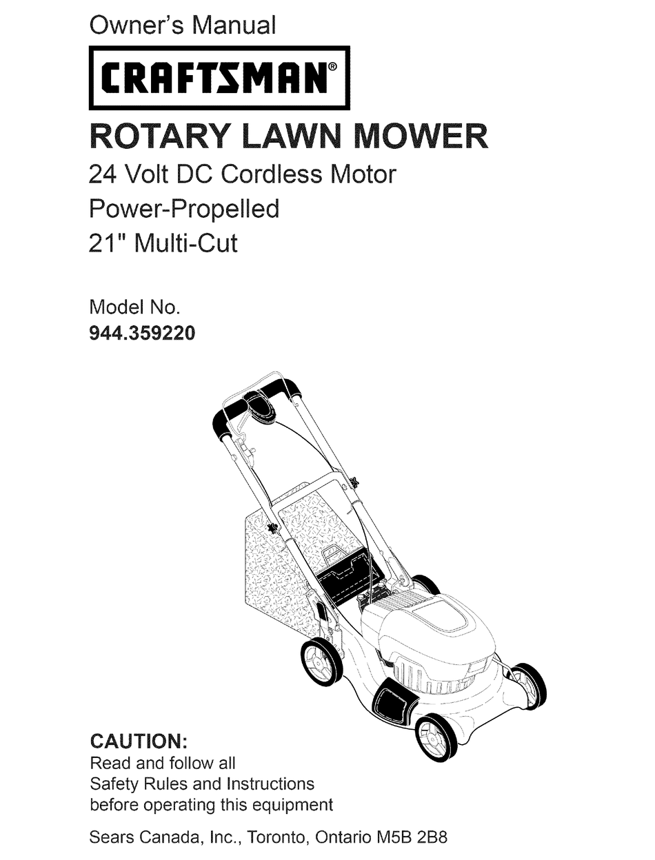 CRAFTSMAN 944.359220 OWNER'S MANUAL Pdf Download | ManualsLib