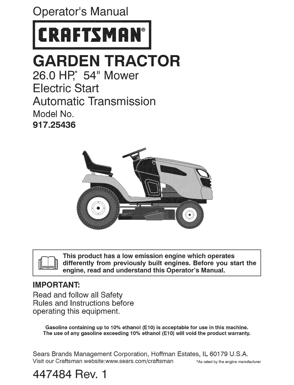 CRAFTSMAN 917.25436 OPERATOR'S MANUAL Pdf Download | ManualsLib