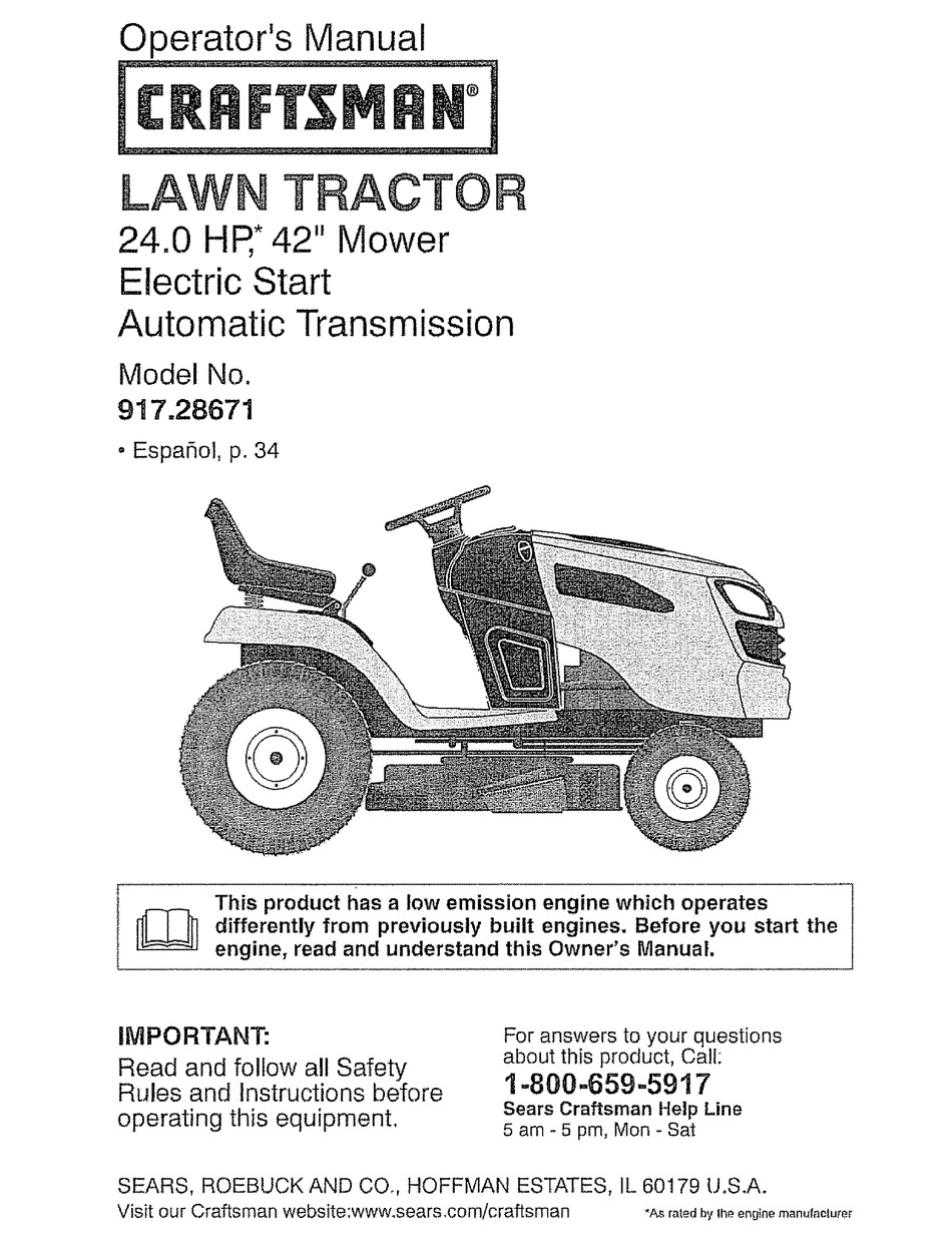 CRAFTSMAN 917.28671 OPERATOR'S MANUAL Pdf Download | ManualsLib