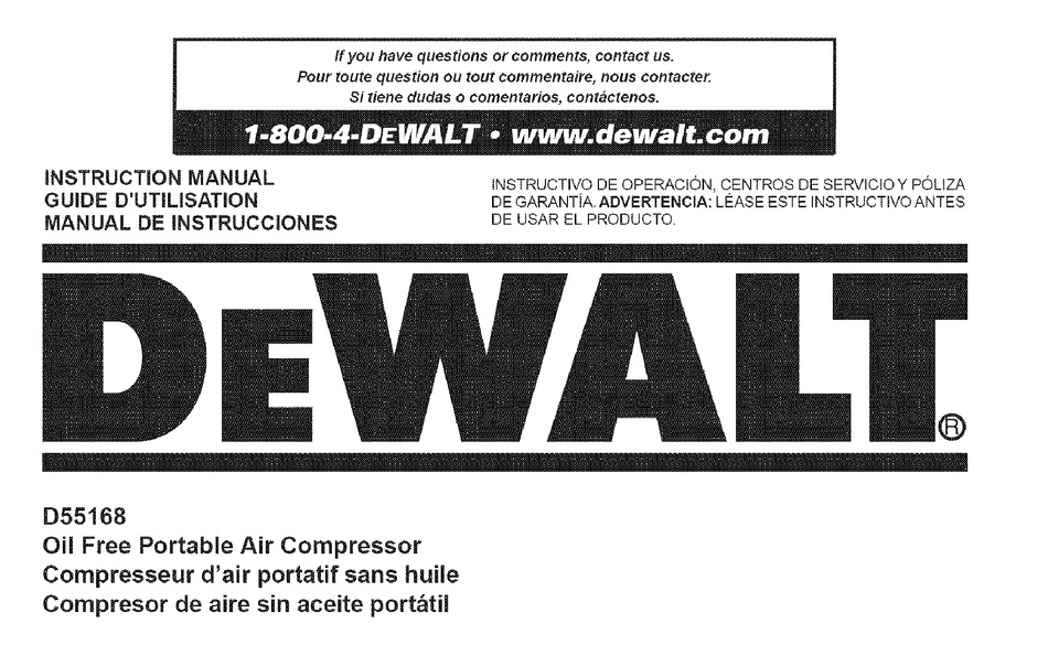 DEWALT D55168 INSTRUCTION MANUAL Pdf Download | ManualsLib
