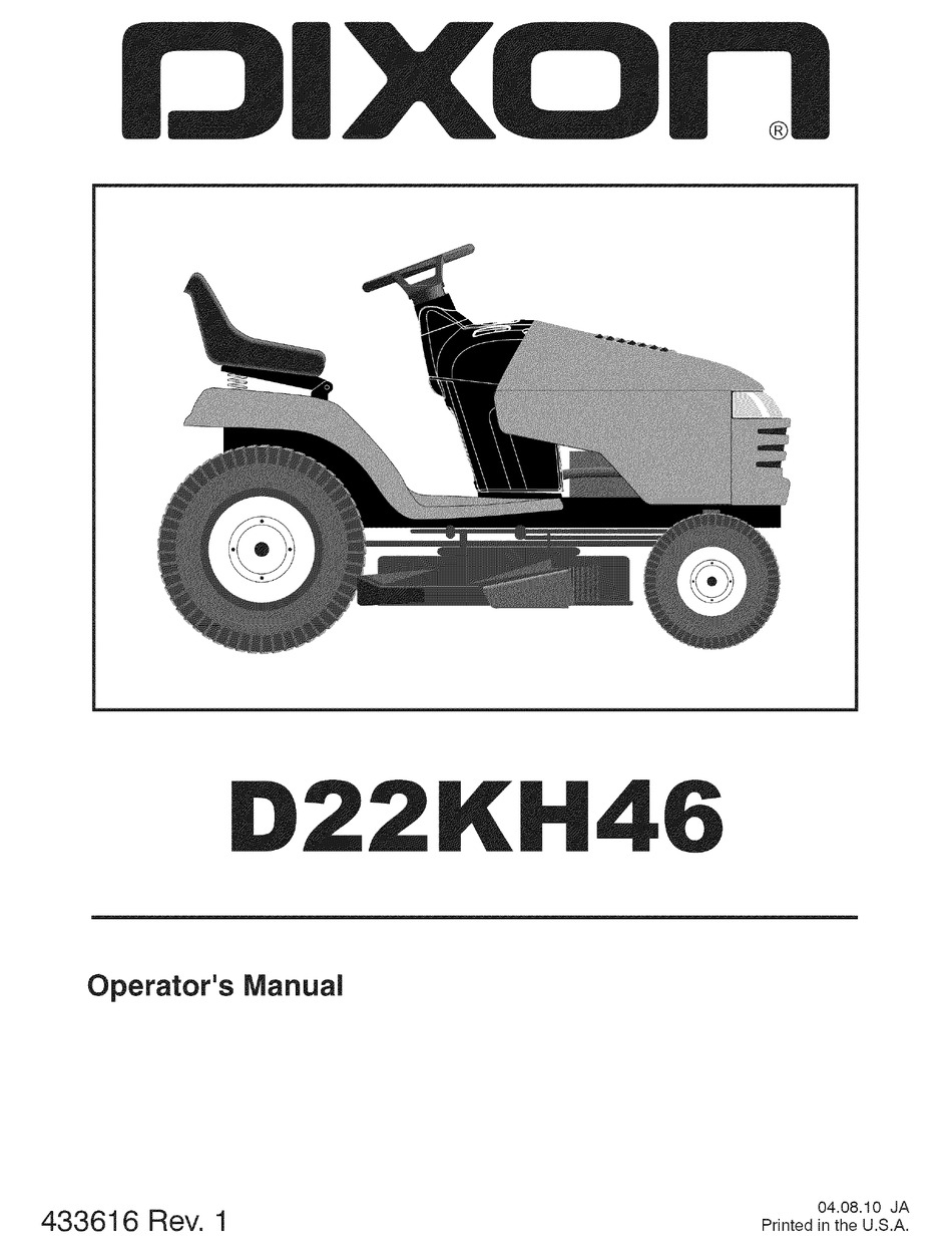 Dixon D22kh46 Operators Manual Pdf Download Manualslib