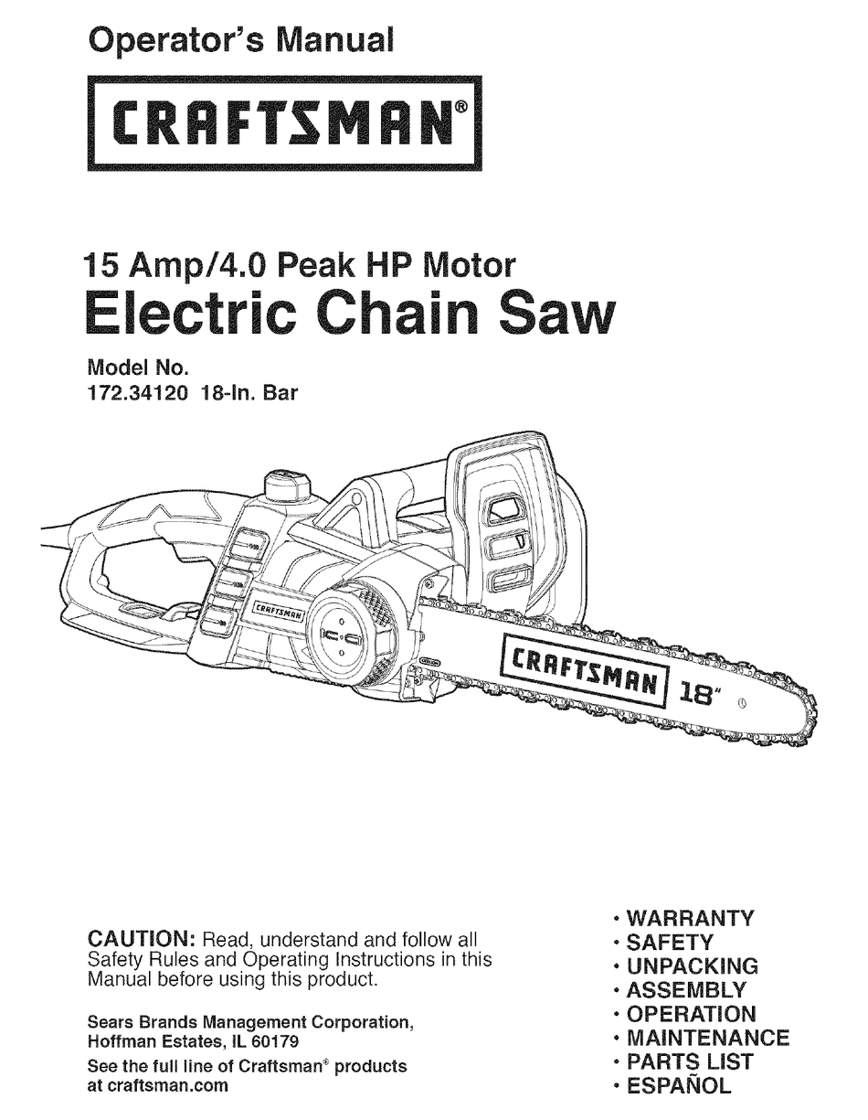 Craftsman 172 34120 Operator S Manual Pdf Download Manualslib