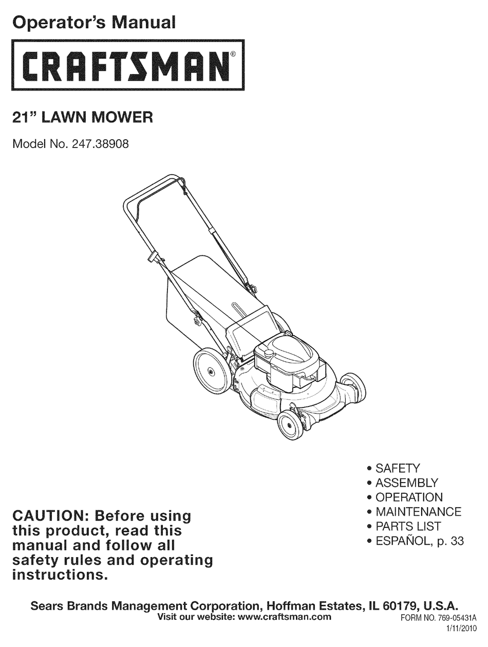 CRAFTSMAN 247.38908 OPERATOR'S MANUAL Pdf Download | ManualsLib