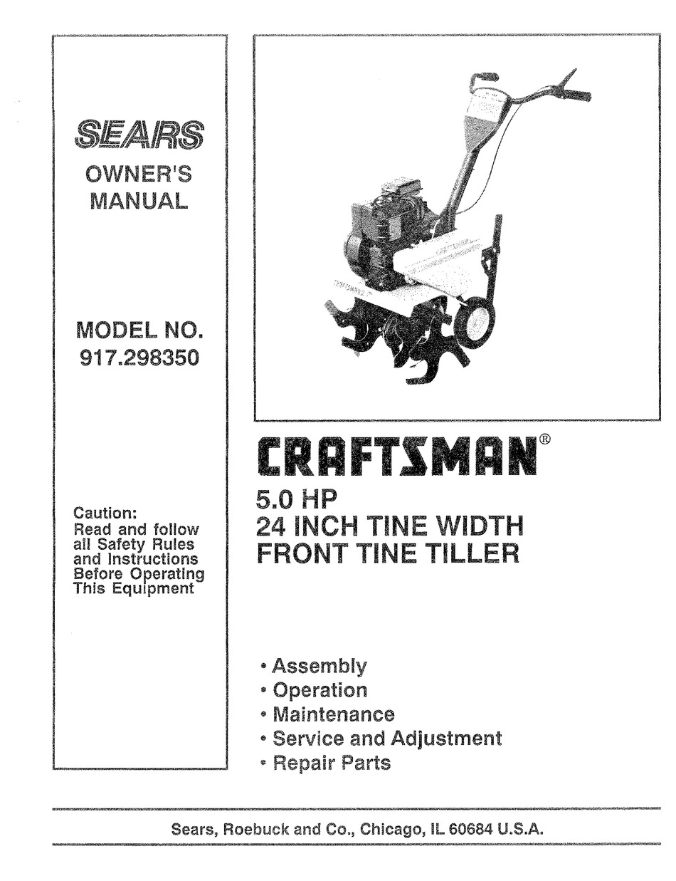 Craftsman tiller 2025 model 917 manual