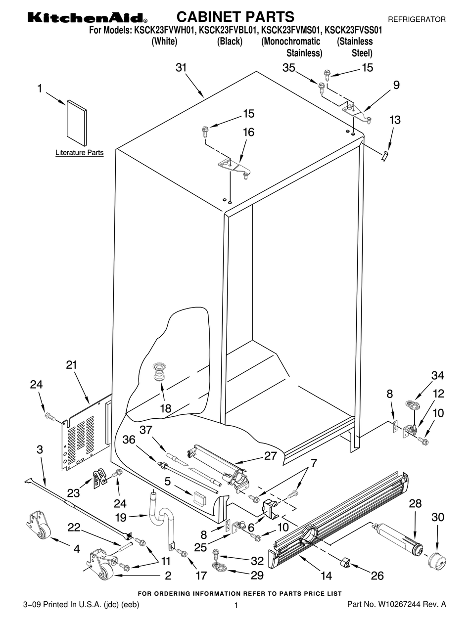 KITCHENAID KSCK23FVBL01 PARTS LIST Pdf Download | ManualsLib