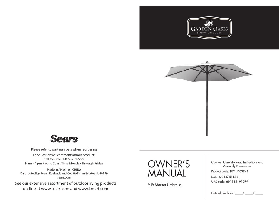 GARDEN OASIS D71 M83941 OWNER'S MANUAL Pdf Download ManualsLib