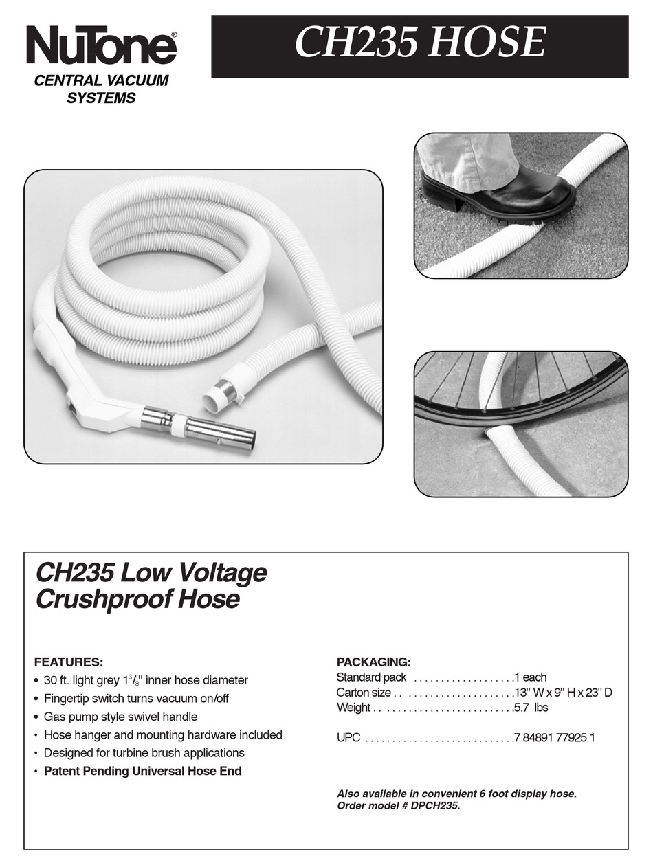 NUTONE CH235 HOSE MANUAL Pdf Download ManualsLib