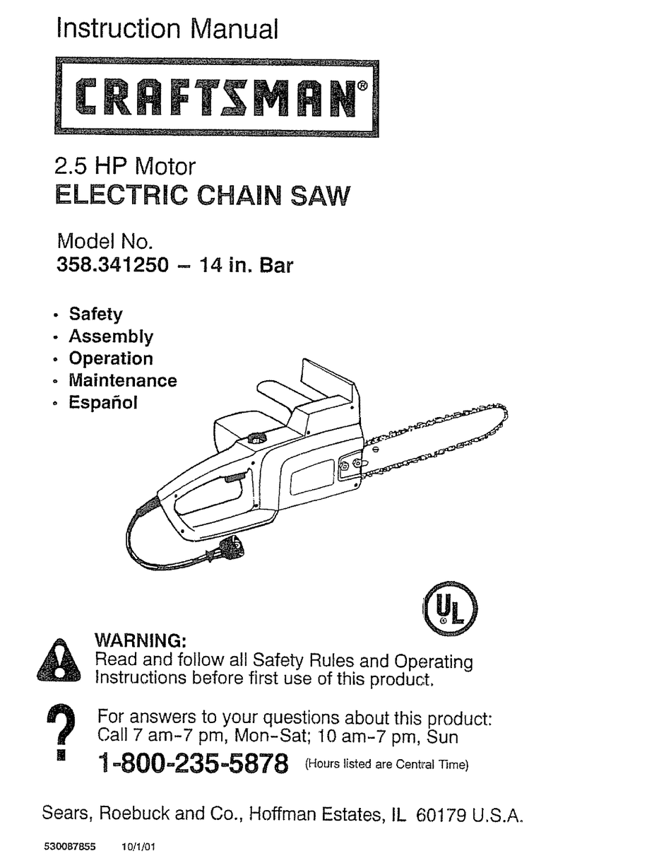CRAFTSMAN 358.341250 INSTRUCTION MANUAL Pdf Download ManualsLib