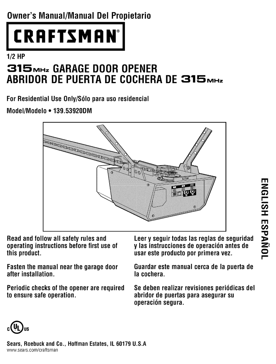 CRAFTSMAN 139.53920DM OWNER