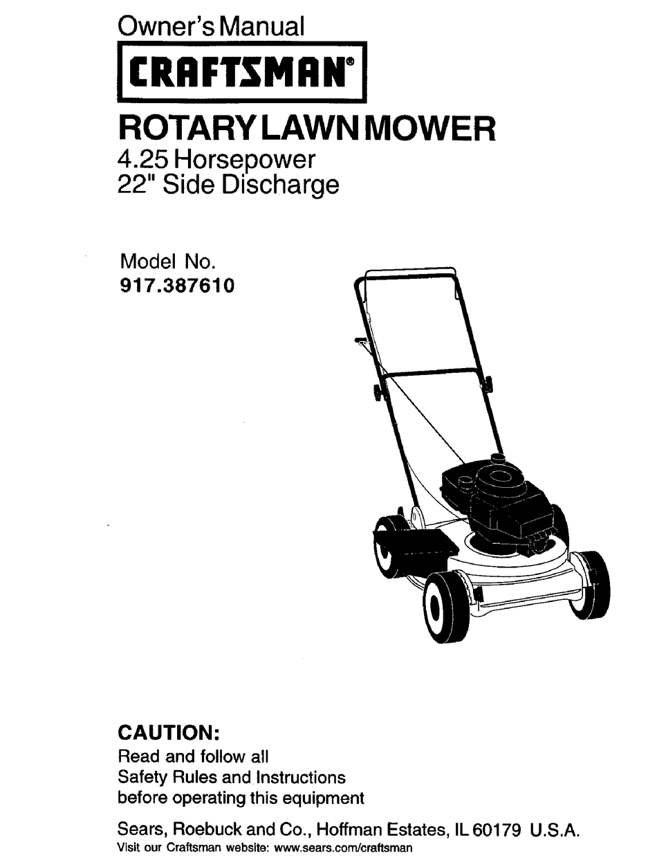 CRAFTSMAN 917.387610 OWNER'S MANUAL Pdf Download | ManualsLib