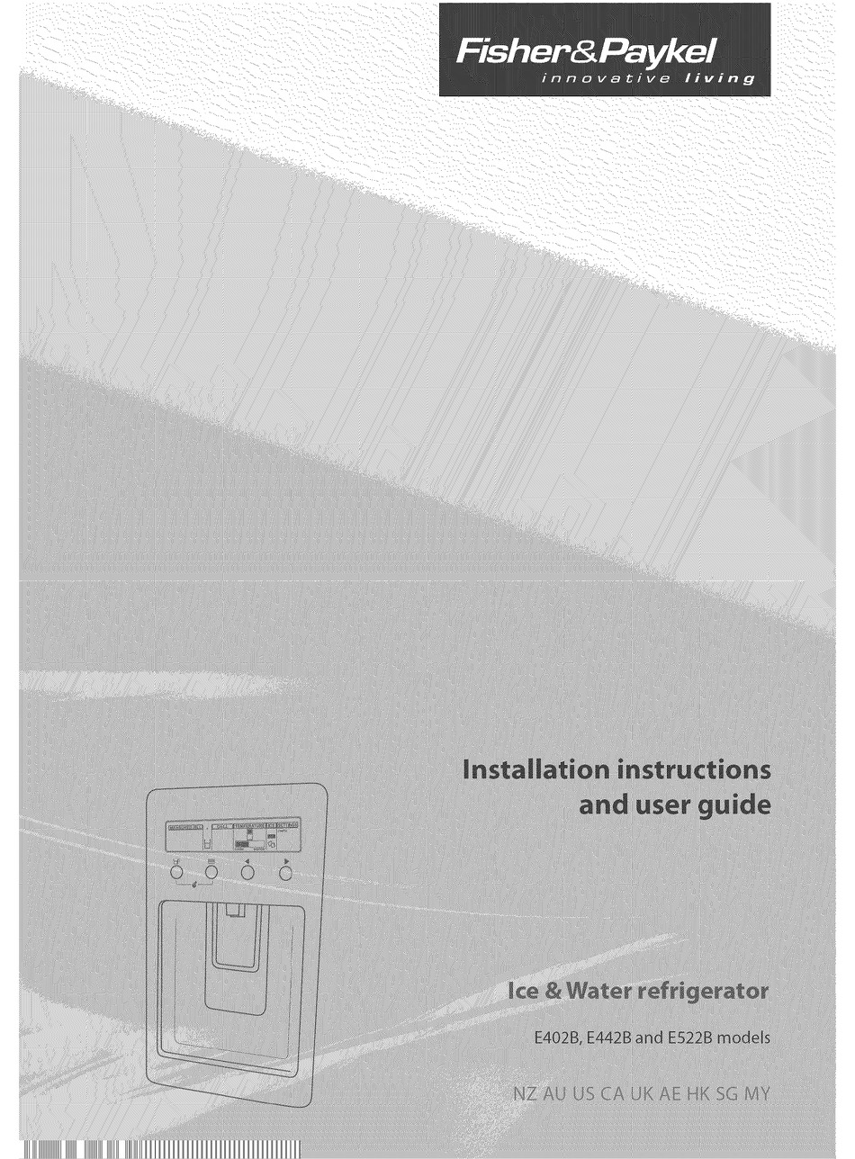 FISHER & PAYKEL E402B INSTALLATION INSTRUCTIONS AND USER MANUAL Pdf