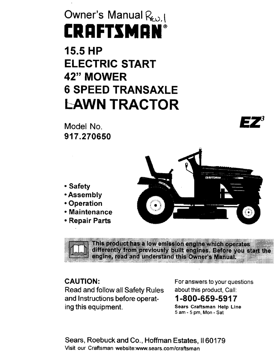 CRAFTSMAN EZ3 917.270650 OWNER'S MANUAL Pdf Download | ManualsLib