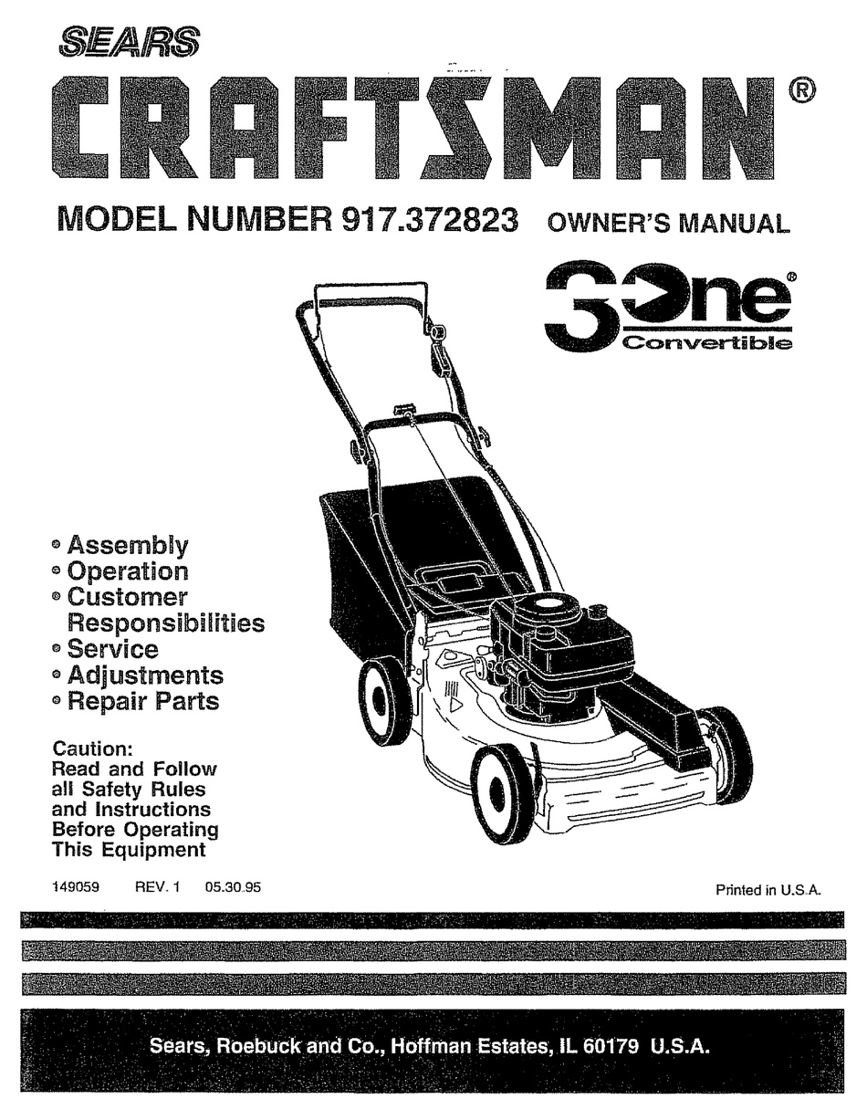 CRAFTSMAN 3ONE 917.372823 OWNER'S MANUAL Pdf Download | ManualsLib