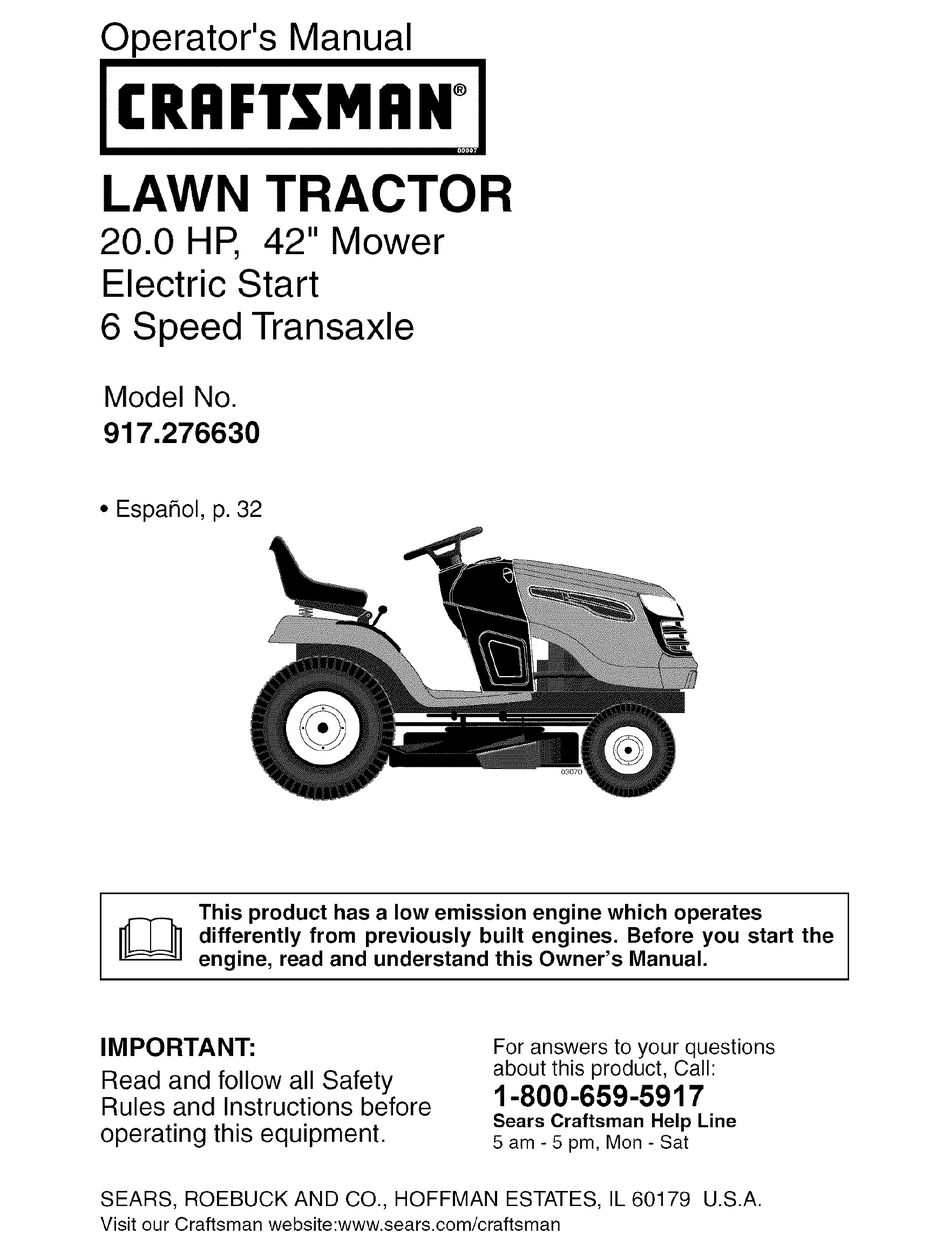 CRAFTSMAN 917.276630 OPERATOR'S MANUAL Pdf Download | ManualsLib