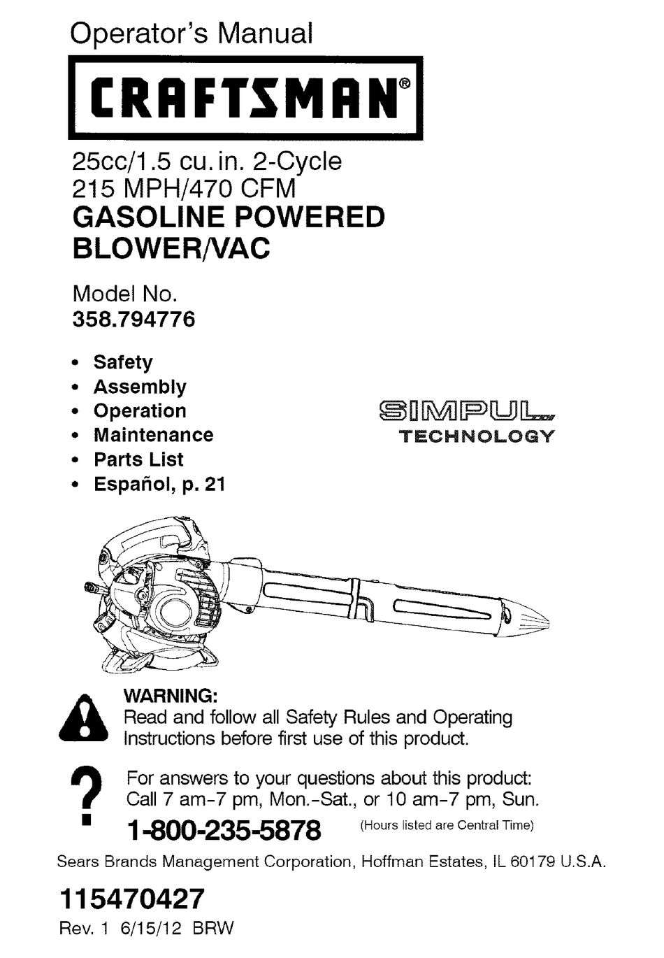 CRAFTSMAN 358.794776 OPERATOR'S MANUAL Pdf Download | ManualsLib