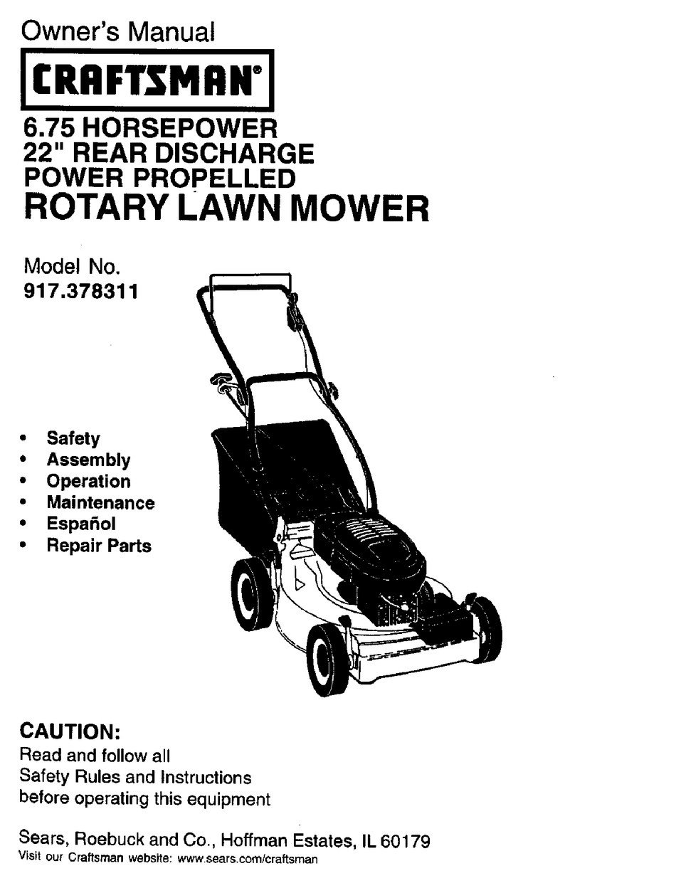 RUGG Sears Craftsman JC. Penny Push Reel Lawn Mower Parts Manual 1019R  128.82374