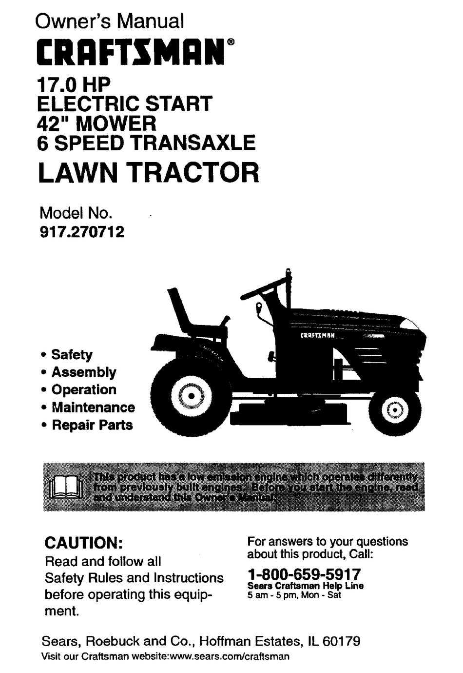 CRAFTSMAN 917.270712 OWNER'S MANUAL Pdf Download | ManualsLib