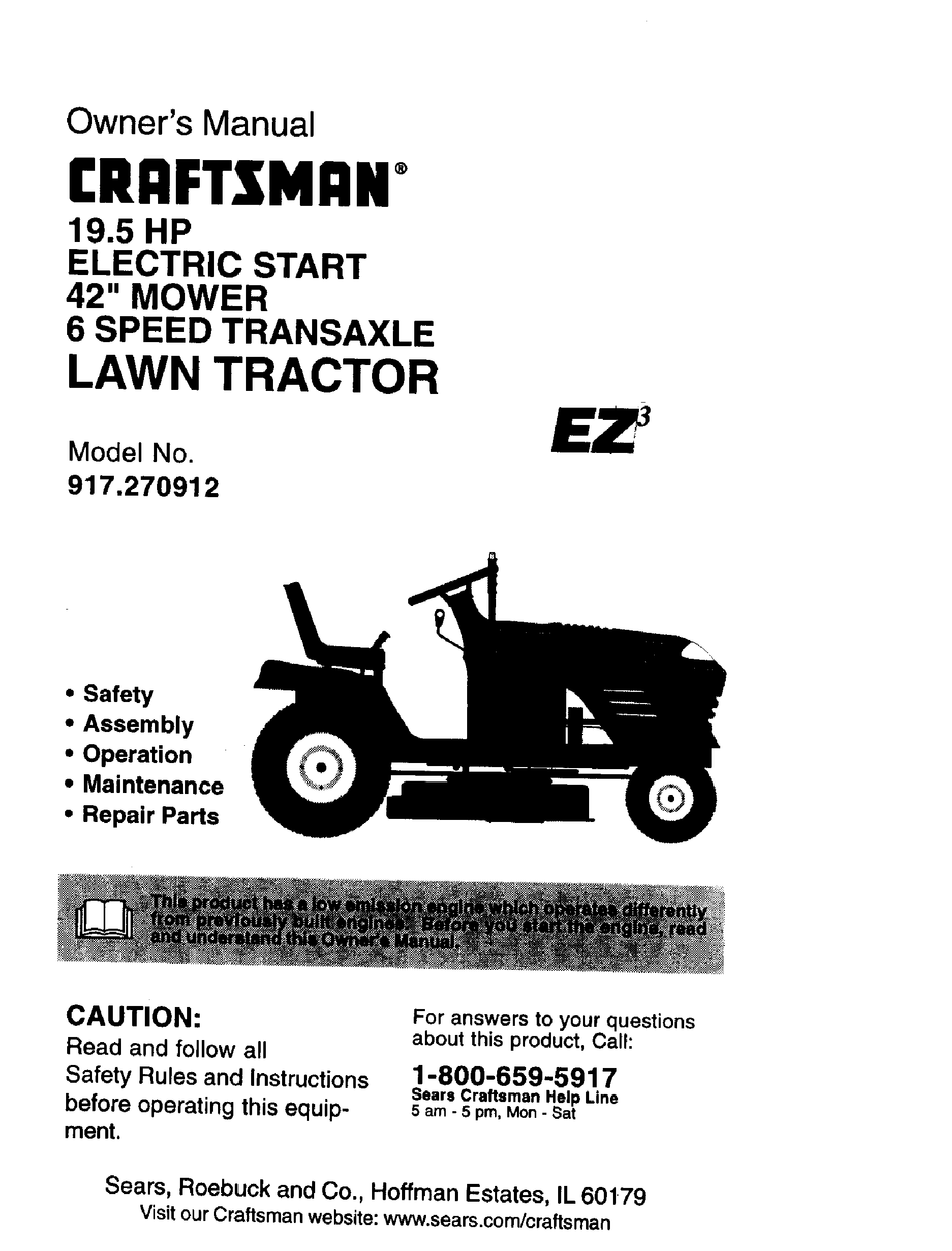 CRAFTSMAN EZ3 917.270912 OWNER'S MANUAL Pdf Download | ManualsLib