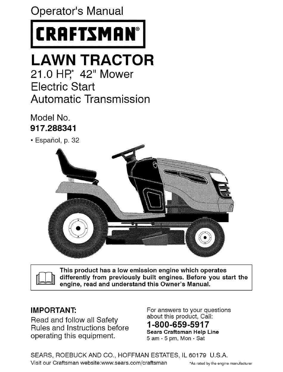 CRAFTSMAN 917.288341 OPERATOR'S MANUAL Pdf Download | ManualsLib