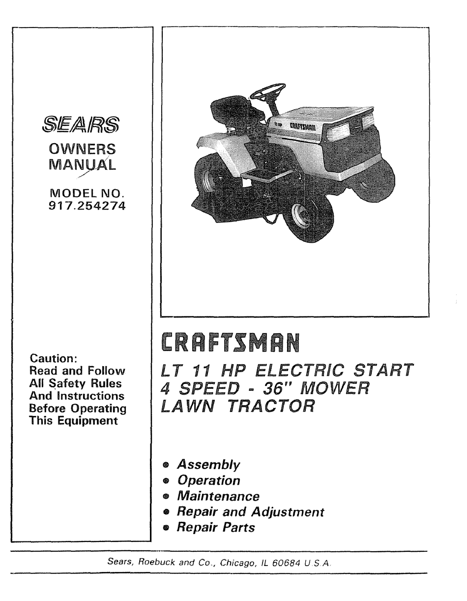 Craftsman 11 hp riding shop mower parts