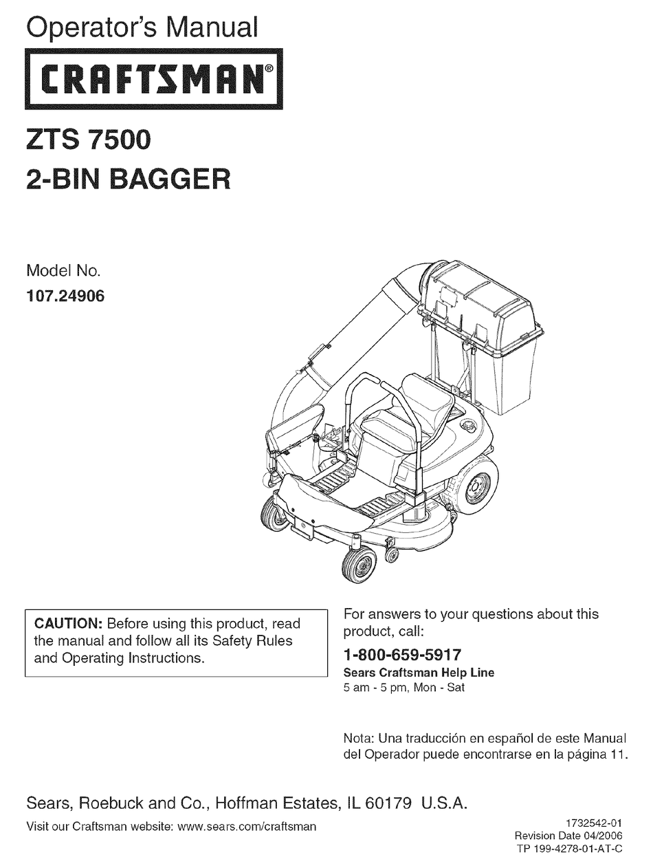 Craftsman zts 7500 discount blades