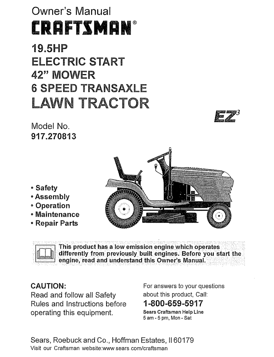 CRAFTSMAN EZ3 917.270813 OWNER'S MANUAL Pdf Download | ManualsLib