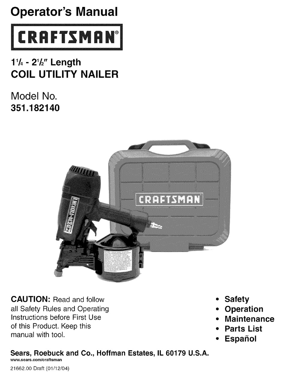 CRAFTSMAN 351.182140 OPERATOR'S MANUAL Pdf Download | ManualsLib