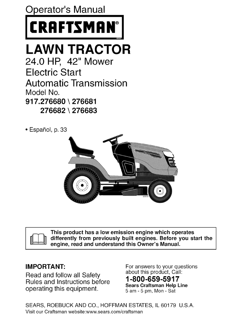 CRAFTSMAN 917.276681 OPERATOR'S MANUAL Pdf Download | ManualsLib