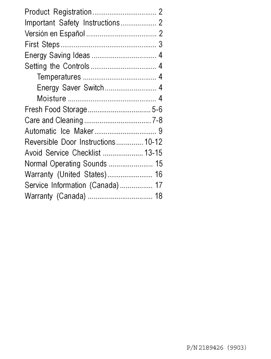 FRIGIDAIRE FRT18DRH USE & CARE MANUAL Pdf Download | ManualsLib