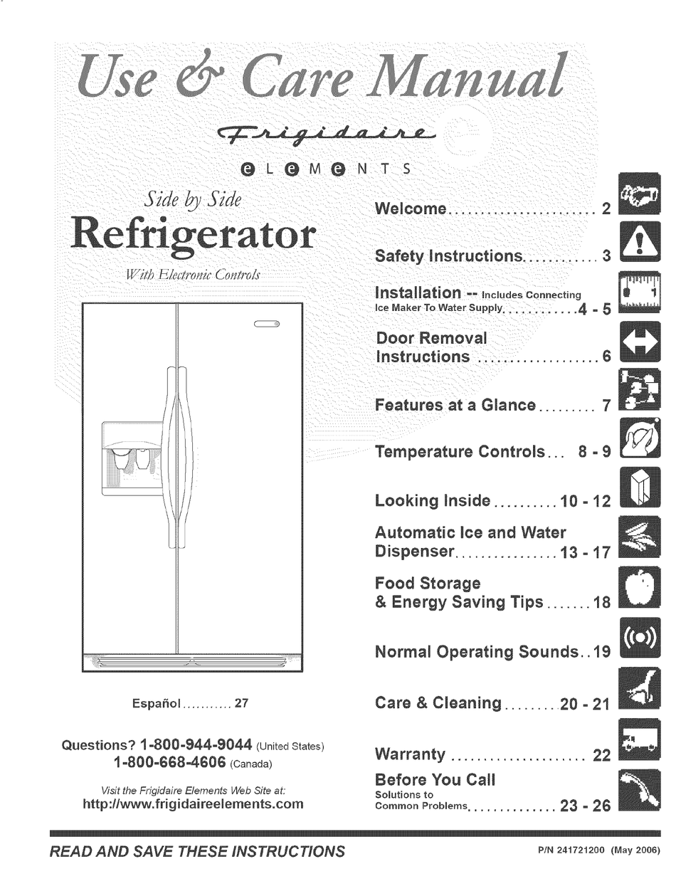 FRIGIDAIRE LECR23EFE3 USE & CARE MANUAL Pdf Download | ManualsLib