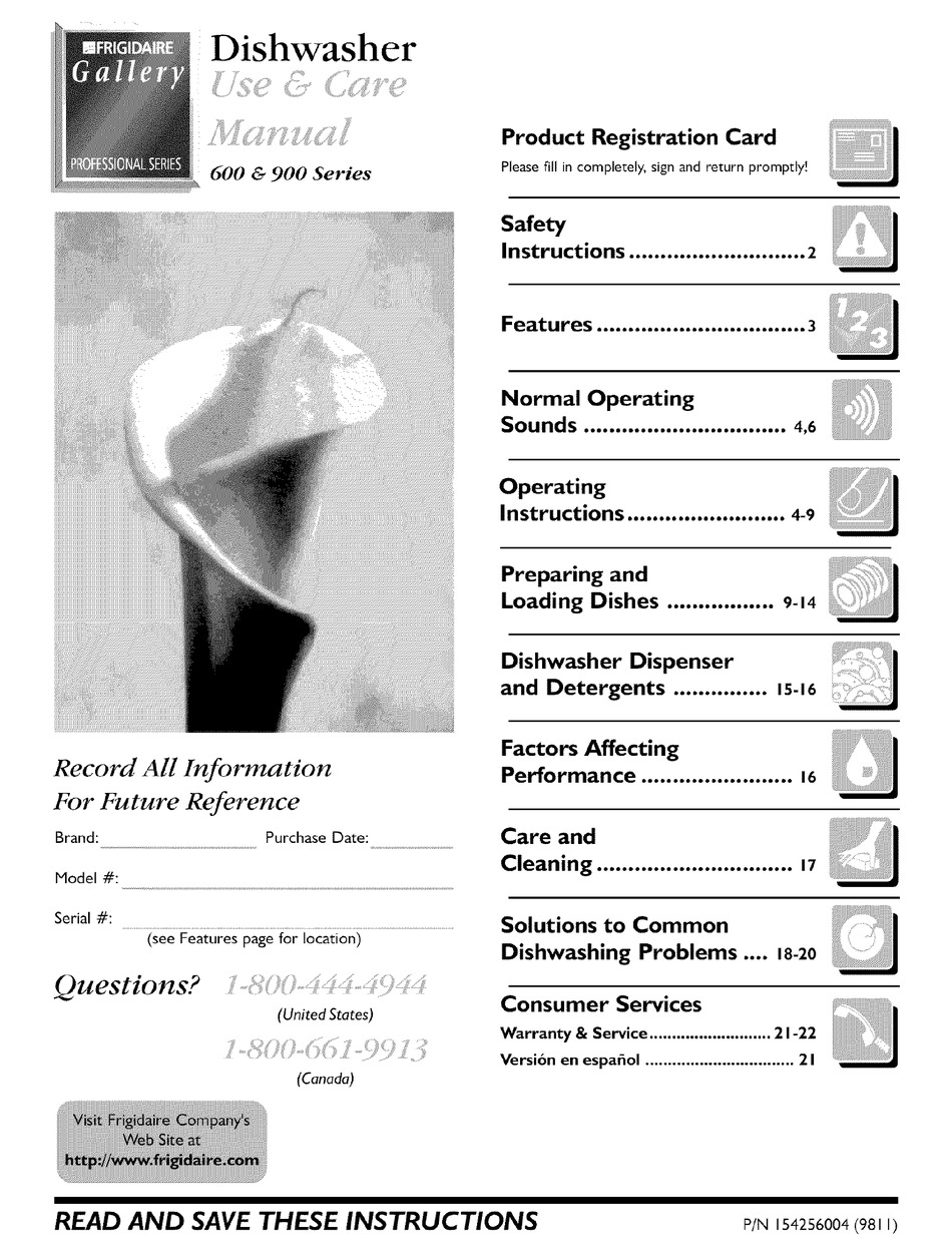 Frigidaire Gallery 600 Series Use Care Manual Pdf Download Manualslib