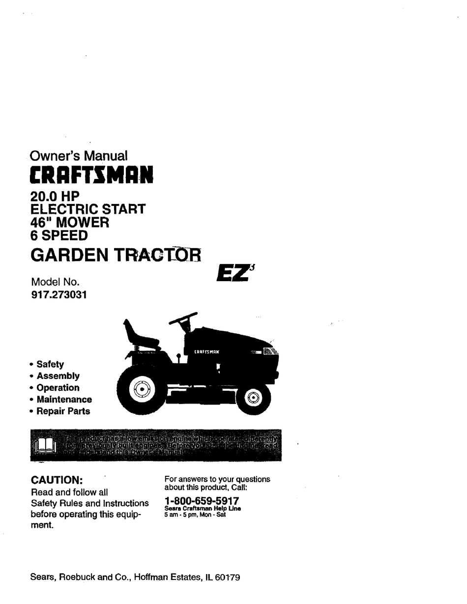 CRAFTSMAN EZ3 917.273031 OWNER'S MANUAL Pdf Download | ManualsLib