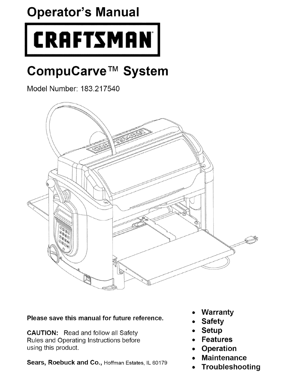 CRAFTSMAN COMPUCARVE 183.217540 OPERATOR